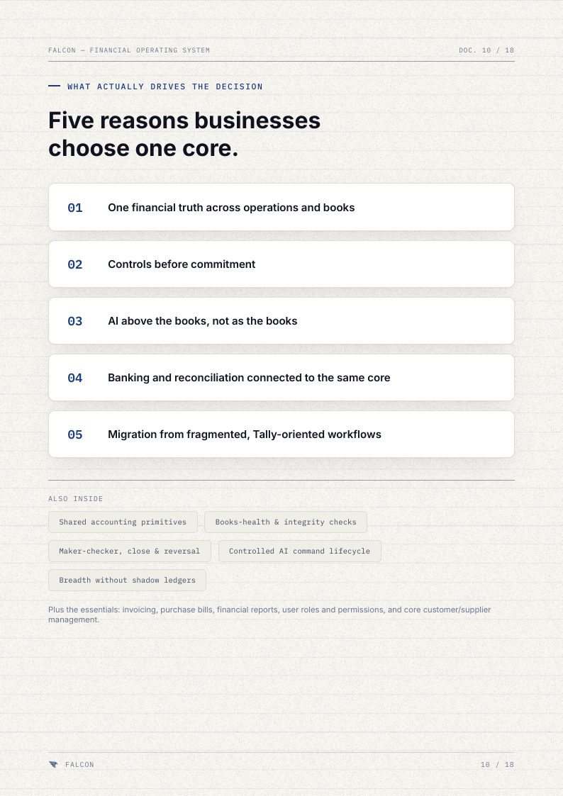 Brochure page 10: Five reasons businesses choose one core.