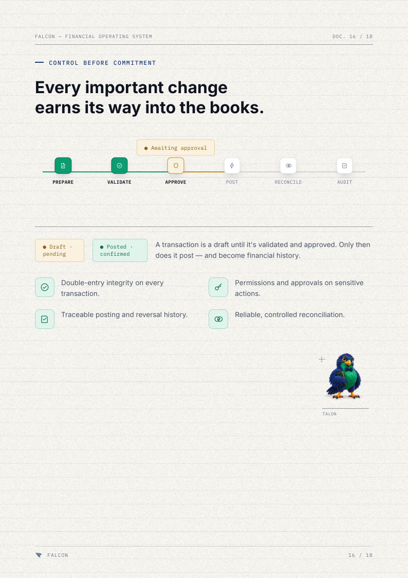 Brochure page 16: Every important change earns its way into the books.